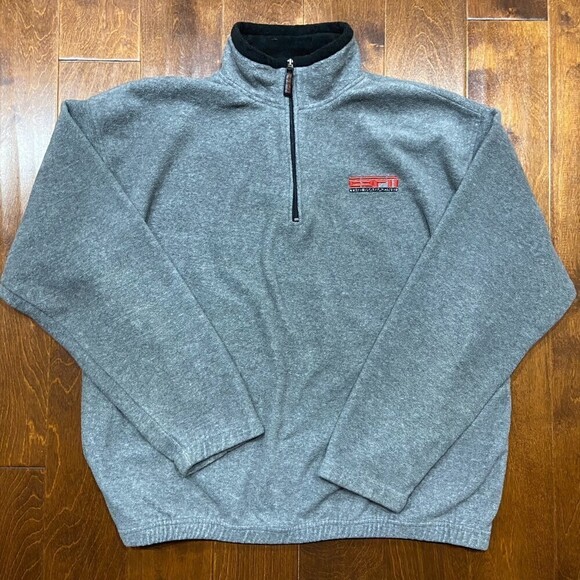 ESPN Magazine Vintage Y2K 1/4 Zip Fleece Gray Pullover Sweater Men's X-Large - Picture 4 of 8